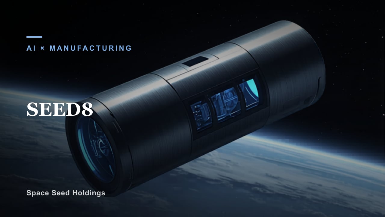 Key visual of a compact module in orbit representing SEED8
